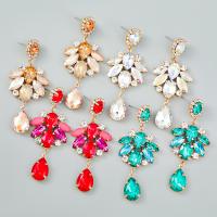 Zinc Alloy Rhinestone Drop Earring, gold color plated, fashion jewelry & for woman & with glass rhinestone & with rhinestone 