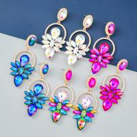 Zinc Alloy Rhinestone Drop Earring, gold color plated, fashion jewelry & for woman & with glass rhinestone & with rhinestone 