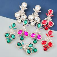 Zinc Alloy Rhinestone Drop Earring, gold color plated, fashion jewelry & for woman & with glass rhinestone & with rhinestone 