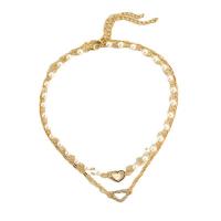 Zinc bracelets en strass en alliage , alliage de zinc, avec Plastique ABS perle, coeur, Placage de couleur d'or, Double couche & bijoux de mode & pour femme & avec strass, doré cm, Vendu par brin