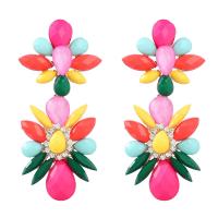 Zinc Alloy Rhinestone Drop Earring, with acrylic rhinestone & Resin, gold color plated, fashion jewelry & for woman 