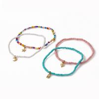 Fashion Jewelry Anklet, Zinc Alloy, with Seedbead, gold color plated, 4 pieces & for woman, multi-colored .5 cm 