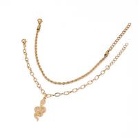 Zinc Alloy Anklet, gold color plated, 2 pieces & fashion jewelry & for woman, golden .5 cm 