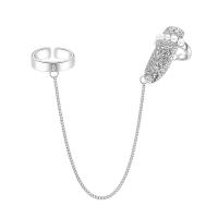 En alliage de zinc de bague de double, avec perle de plastique, Placage, bijoux de mode & pavé de micro zircon & pour femme  cm, Vendu par sac
