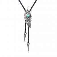 Zinc Alloy Sweater Chain Necklace, with turquoise & PU Leather, Feather, plated, fashion jewelry & for man 7cmu30013.2cm cm 