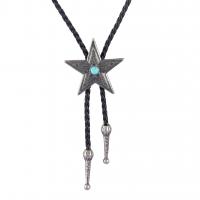 Zinc Alloy Sweater Chain Necklace, with turquoise & PU Leather, plated, fashion jewelry & for man 4.7cmu30013.2cmu3001  cm 