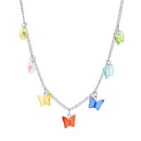 Acrylic Necklace, with Quartz, with 5.5 extender chain, Butterfly, fashion jewelry & for woman .5 cm 