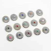 Zinklegierung Knopf Zubehöre, mit Harz, Blume, silberfarben plattiert, DIY, keine, 28mm, ca. 15PCs/Tasche, verkauft von Tasche