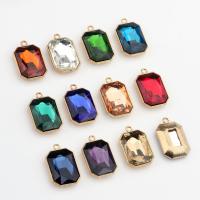 Crystal Zinc Alloy Pendants, with Zinc Alloy, Rectangle, gold color plated, Unisex & faceted Approx 