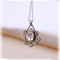 Zinc Alloy Necklace, with 2.76 extender chain, Lotus, antique bronze color plated, fashion jewelry .11 Inch 