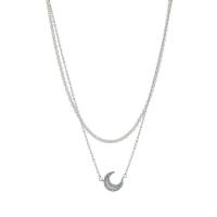 Rhinestone Zinc Alloy Necklace, Moon, silver color plated & for woman & with rhinestone cm, 45 cm 