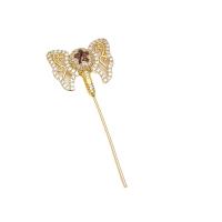 Brass Stick Pin, plated, DIY & micro pave cubic zirconia 