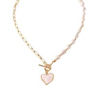 Plastic Pearl Necklace, Zinc Alloy, with Plastic Pearl, Heart, plated, fashion jewelry & for woman Approx 17.72 Inch 