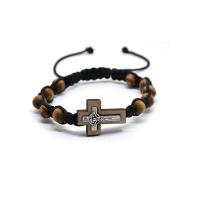 Pine Pray Beads Bracelet, with Zinc Alloy, Cross, Adjustable & fashion jewelry & Unisex, 8mm Approx 7.09-11.02 Inch 