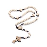 Rosary Necklace, Wood, Cross, fashion jewelry & Unisex, 7.8*mm,24*35mm,20*20mm Approx 14.57 Inch 