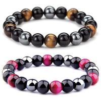 Bracelets magnétiques de pierre gemme, oeil de tigre, avec Obsidienne & Hématite, Rond, fait à la main, bijoux de mode & unisexe, plus de couleurs à choisir cm, Vendu par PC