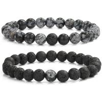 Gemstone Bracelets, Round, fashion jewelry & Unisex, black, 8mm cm 