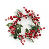 Christmas Wreath, PVC Plastic, with Rattan, handmade, Christmas jewelry, red, 200mm 
