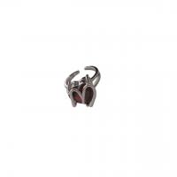 Латунное кольцо с стразами, Латунь, Сердце, плакирован серебром, ювелирные изделия моды & регулируемый & Женский & со стразами, серебряный, 17mm, продается PC