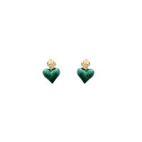 Enamel Zinc Alloy Drop Earring, Heart, high quality gold color plated, fashion jewelry & for woman, green 