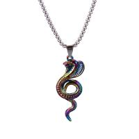 Zinc Alloy Necklace, 304 Stainless Steel, with Zinc Alloy, Snake, Vacuum Ion Plating & for man, multi-colored, 700mm 