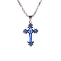 Zinc Alloy Necklace, 304 Stainless Steel, with Zinc Alloy, Cross, Vacuum Ion Plating, fashion jewelry & Unisex cm 