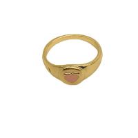 Enamel Zinc Alloy Finger Ring, plated, with heart pattern & for woman 17.7mm 