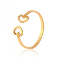 Titanium Steel Cuff Finger Ring, Heart, Vacuum Ion Plating, Adjustable & for woman 