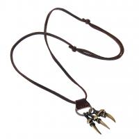 Zinc Alloy Sweater Chain Necklace, with Cowhide, Claw, antique brass color plated, punk style & for man Approx 35.4 Inch 