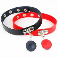 Fashion Choker Necklace, PU Leather, with Zinc Alloy, Round, punk style & for woman 18mm Approx 15.7 Inch 