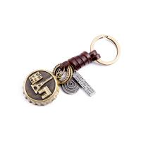 Cowhide Key Clasp, with Zinc Alloy, Bottle Saver, plated, Unisex & with letter pattern 56mm, 29mm 
