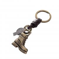 Cowhide Key Clasp, with Zinc Alloy, Shoes, plated, Unisex & with letter pattern  