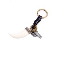 Cowhide Key Clasp, with Resin & Zinc Alloy, Wolf Tooth, plated, vintage & Unisex, 115mm, 60mm 