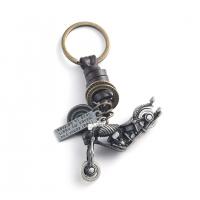 Cowhide Key Clasp, with Zinc Alloy, Motorcycle, plated, Unisex & with letter pattern 