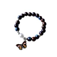 Bracelets en porcelaine, avec Perle en alliage de zinc & perle de plastique, papillon, Placage, pour femme, plus de couleurs à choisir Environ 14-20 cm, Vendu par PC