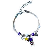 Bracelet d'émail en alliage de zinc, avec porcelaine & corde de cire, astronaute, Placage, unisexe & styles différents pour le choix, plus de couleurs à choisir Environ 14-20 cm, Vendu par PC