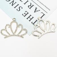 Zinc Alloy Hair Accessories DIY Findings, Crown, with rhinestone, silver color 