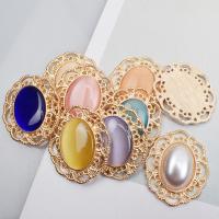 Zinc Alloy Hair Accessories DIY Findings, with Cats Eye, gold color plated 
