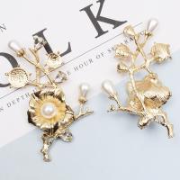 Zinc Alloy Hair Accessories DIY Findings, with Plastic Pearl, gold color plated & with rhinestone 