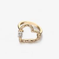 Anillo de dedo de aleación de Zinc, Corazón, chapado en color dorado, Joyería & para mujer & con diamantes de imitación, dorado, 16.2x16.1mm, Vendido por UD
