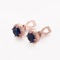Brass Earring Clip, with Crystal, plated, fashion jewelry & for woman & with rhinestone, two different colored 