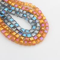 Quadrat Kristall Perlen, poliert, DIY & facettierte, mehrere Farben vorhanden, 6mm, ca. 100PCs/Strang, verkauft von Strang