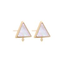 Brass Earring Drop Component, with White Shell, 14K gold plated, DIY 