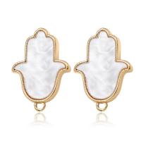 Brass Earring Drop Component, with Acrylic, Hand, 14K gold plated, DIY 