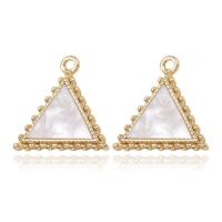 Acrylic Brass Pendants, with Acrylic, Triangle, 14K gold plated, Unisex, white 