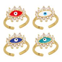 Evil Eye Jewelry Finger Ring, Brass, high quality gold color plated, micro pave cubic zirconia & for woman & enamel 14mm 