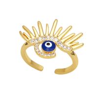 Evil Eye Jewelry Finger Ring, Brass, high quality gold color plated, micro pave cubic zirconia & for woman & enamel 16mm 