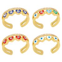 Evil Eye Jewelry Finger Ring, Brass, high quality gold color plated, micro pave cubic zirconia & for woman & enamel 7mm 