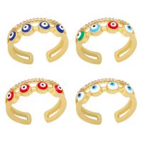 Evil Eye Jewelry Finger Ring, Brass, high quality gold color plated, micro pave cubic zirconia & for woman & enamel 6mm 