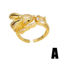 Cubic Zirconia Micro Pave Brass Finger Ring, high quality gold color plated & micro pave cubic zirconia & for woman & enamel, golden, 12mm 